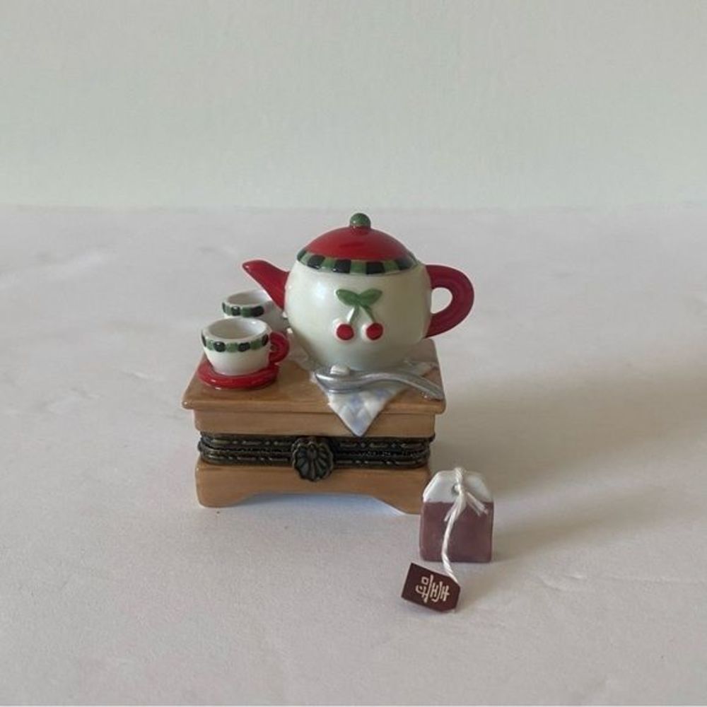 RARE NIB Vintage Cooking Club of America Afternoon Tea Set Porcelain Trinket Box